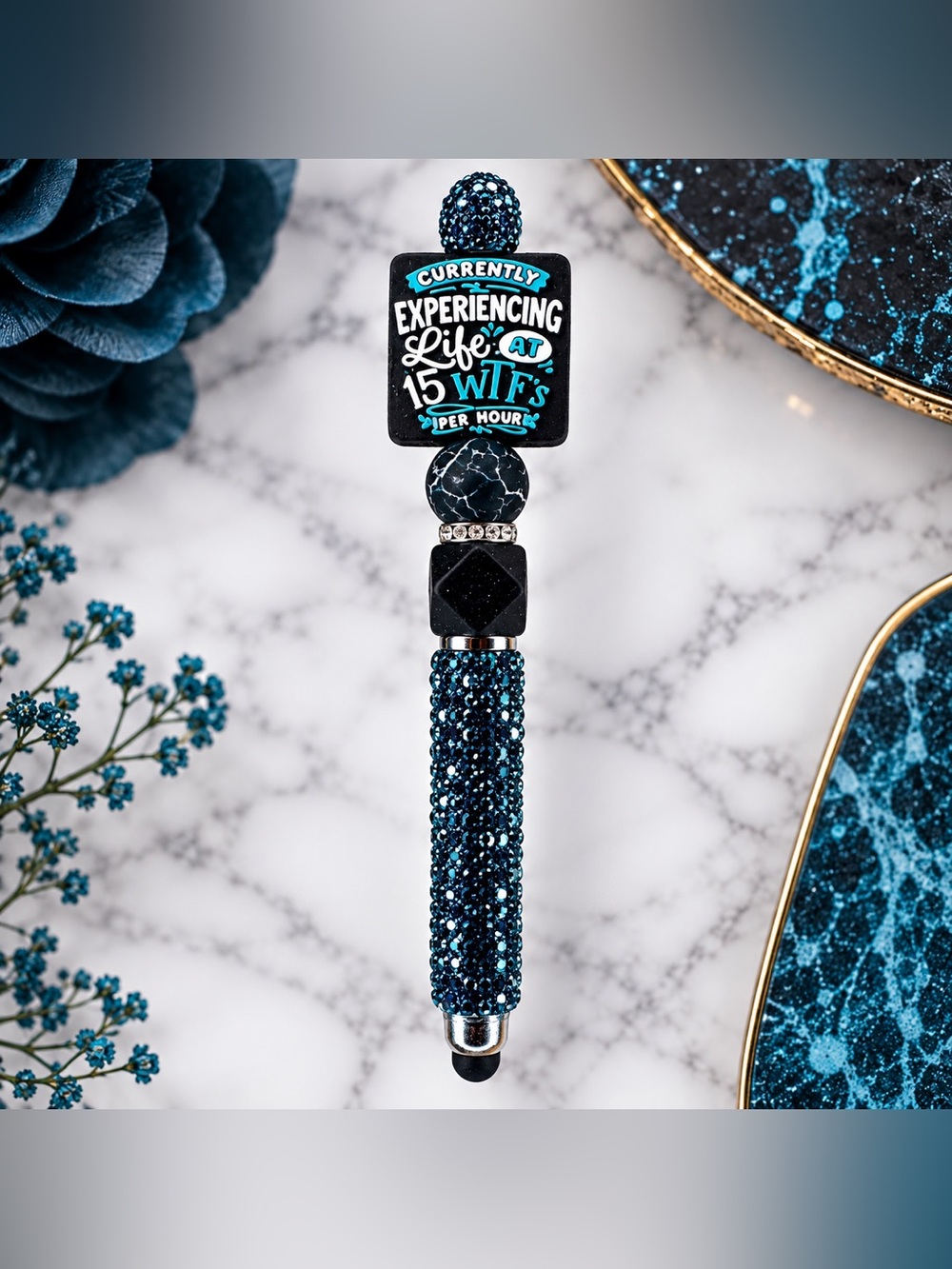 Experience Life at WTF Teal Novelty Rhinestine Stylus & Pen